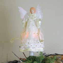 Kurt Adler 16" Lighted Gold Fiber Optic Animated Porcelain Angel Christmas Tree Topper -Northlight Shop ksa ul2184 3 19152.1588406574