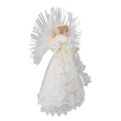 Kurt Adler 14" Lighted White Fiber Optic Floral Angel Christmas Tree Topper - Multi-Color LED Lights -Northlight Shop ksa ul2212led 3 35744.1588402557