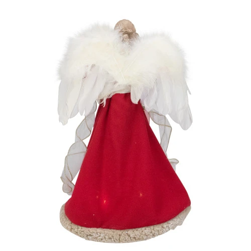 Kurt Adler 16" Red And Ivory Poinsettia Angel Christmas Tree Topper - 33752004 5 Kurt Adler 16" Red And Ivory Poinsettia Angel Christmas Tree Topper - 33752004 - Image 3