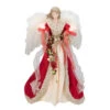 Kurt Adler 16" Red And Ivory Poinsettia Angel Christmas Tree Topper - 33752004