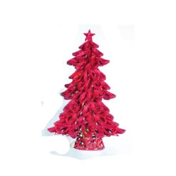 20" Pre-Lit Lighted Looped Fuchsia Pink Glitter Christmas Tree - Clear Lights