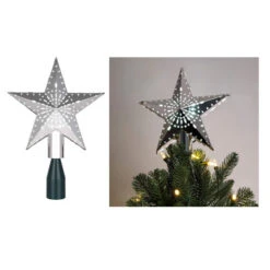 11.5" Lighted Silver Kaleidoscope Star Christmas Tree Topper - Cool White Lights 7 11.5" Lighted Silver Kaleidoscope Star Christmas Tree Topper - Cool White Lights -Northlight Shop mr.20christmas2069802 03 17085.1599267576