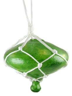 11" Green Lighted Roped Onion Drop Outdoor Patio Christmas Decor - White Wire