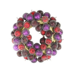 Sugared Fruit Plum And Apple Artificial Christmas Wreath - 17.5-Inch, Unlit - 21293670