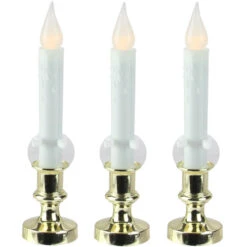 Northlight Set Of 3 White LED C5 Flickering Window Christmas Candle Lamps With Timer 8.5"