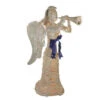 Northlight 4.25' Lighted Silver And Beige Glitter Dusted Angel With Horn Outdoor Christmas Yard Art Decor
