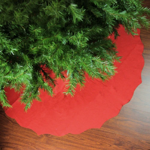 Northlight 48" Red Scalloped Edge Christmas Tree Skirt 5 Northlight 48" Red Scalloped Edge Christmas Tree Skirt - Image 3