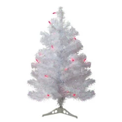 Northlight Shop 31 Northlight 2' Pre-Lit White Pine Slim Artificial Christmas Tree - Pink Lights