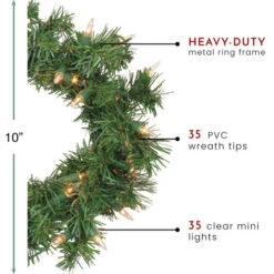 Northlight Pre-Lit Deluxe Windsor Pine Artificial Christmas Wreath - 10-Inch, Clear Lights -Northlight Shop northlight gb20yww810 gr thumbnail 02566.1603332184