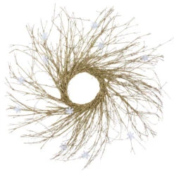 Northlight 28" Pre-lit Gold Glittered Artificial Twig Christmas Wreath, Warm White LED Lights