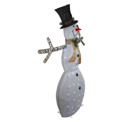 Northlight 72" White And Black LED Lighted Snowman With Top Hat Christmas Outdoor Decoration 6 Northlight 72" White And Black LED Lighted Snowman With Top Hat Christmas Outdoor Decoration - Image 4