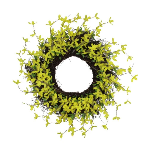 Northlight Forsythia And Grapevine Artificial Floral Wreath, Yellow 24-Inch 3 Northlight Forsythia And Grapevine Artificial Floral Wreath, Yellow 24-Inch