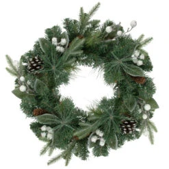 Northlight Frosted White Berry And Mixed Pine Artificial Christmas Wreath, 24-Inch, Unlit
