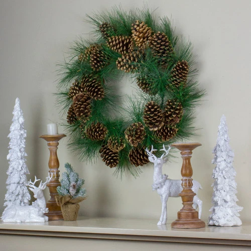 Northlight Long Needle Pine And Pine Cone Artificial Christmas Wreath - 24-Inch, Unlit 4 Northlight Long Needle Pine And Pine Cone Artificial Christmas Wreath - 24-Inch, Unlit - Image 2