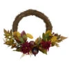 Northlight Mums And Pomegranates Artificial Floral Wreath, Red 20-Inch