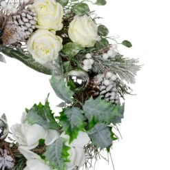 Northlight White And Silver Floral Flocked Pine Artificial Grapevine Christmas Wreath - 24-Inch, Unlit -Northlight Shop northlight kji28196 1 13721.1588351399