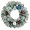 Northlight Flocked Pine With Blue And Silver Ornaments Artificial Christmas Wreath, 24-Inch, Unlit