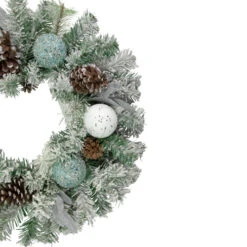Northlight Flocked Pine With Blue And Silver Ornaments Artificial Christmas Wreath, 24-Inch, Unlit 7 Northlight Flocked Pine With Blue And Silver Ornaments Artificial Christmas Wreath, 24-Inch, Unlit -Northlight Shop northlight kji85813 2 updated2022 10425.1664551947