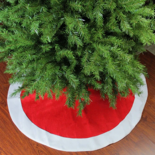 Northlight 48" Red And White Traditional Christmas Tree Skirt With Border 4 Northlight 48" Red And White Traditional Christmas Tree Skirt With Border - Image 2