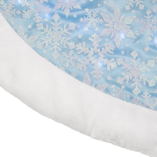 Northlight 48" LED Blue Iridescent Glittered Snowflakes Christmas Tree Skirt 5 Northlight 48" LED Blue Iridescent Glittered Snowflakes Christmas Tree Skirt - Image 3