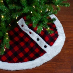Northlight 48" Black And Red Buttoned Buffalo Plaid Christmas Tree Skirt -Northlight Shop northlight l27899 3 81718.1588357471