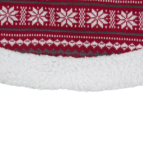 Northlight 48" Red And White Knitted Snowflake Lodge Christmas Tree Skirt 5 Northlight 48" Red And White Knitted Snowflake Lodge Christmas Tree Skirt - Image 3