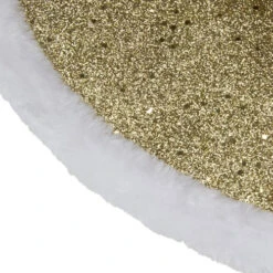 Northlight 20" Gold Glittered Mini Christmas Tree Skirt With Faux Fur Trim -Northlight Shop northlight l27919 1 06985.1588396890
