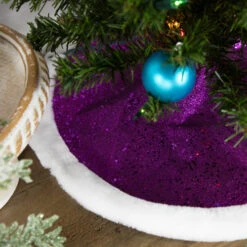 Northlight 20" Magenta Glittered Mini Christmas Tree Skirt With White Fur Trim -Northlight Shop northlight l27920 styled 2 19906.1691161229