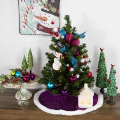 Northlight 20" Magenta Glittered Mini Christmas Tree Skirt With White Fur Trim -Northlight Shop northlight l27920 styled 25640.1691161229