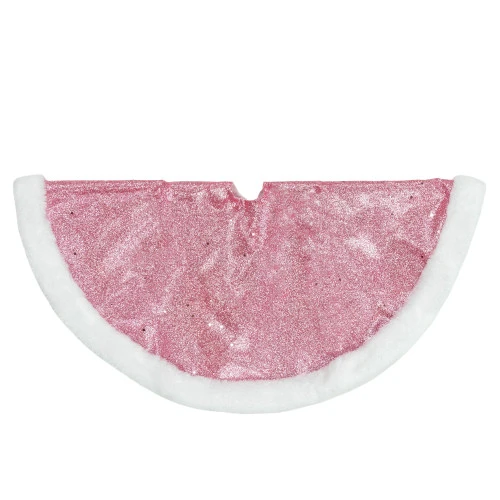 Northlight 20" Pink Glittered Mini Christmas Tree Skirt With White Fur Trim 7 Northlight 20" Pink Glittered Mini Christmas Tree Skirt With White Fur Trim - Image 5