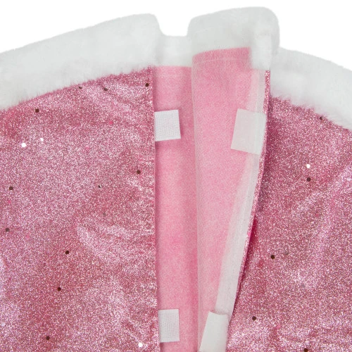 Northlight 20" Pink Glittered Mini Christmas Tree Skirt With White Fur Trim 6 Northlight 20" Pink Glittered Mini Christmas Tree Skirt With White Fur Trim - Image 4