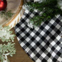 Northlight 20" White And Black Buffalo Plaid Mini Christmas Tree Skirt -Northlight Shop northlight l27924 styled 2 44723.1691161229