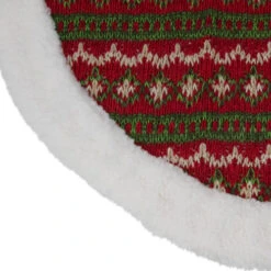 Northlight 20" Red And Green Lodge Knitted Mini Christmas Tree Skirt With High Pile Fleece Trim -Northlight Shop northlight l27926 1 70458.1665611932