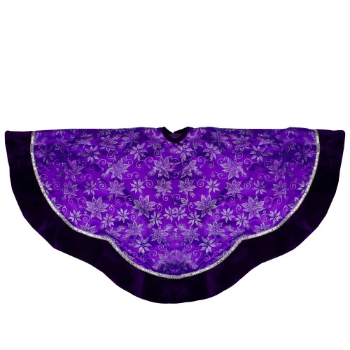 Northlight 48" Purple And Silver Glittered Floral Christmas Tree Skirt 3 Northlight 48" Purple And Silver Glittered Floral Christmas Tree Skirt
