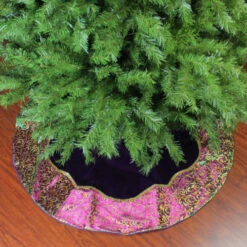 Northlight 48" Purple Velveteen Christmas Tree Skirt With Gold Flourish Two Tone Border -Northlight Shop northlight l85490 2 89720.1664901057
