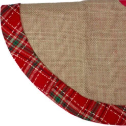 Northlight 20" Rustic Burlap Mini Christmas Tree Skirt With Red Plaid Border -Northlight Shop northlight l85586 3 06089.1665610744