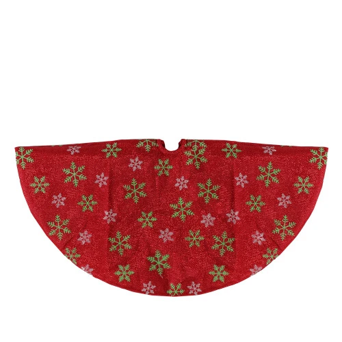 Northlight 20" Metallic Red With Green And White Snowflakes Mini Christmas Tree Skirt 3 Northlight 20" Metallic Red With Green And White Snowflakes Mini Christmas Tree Skirt
