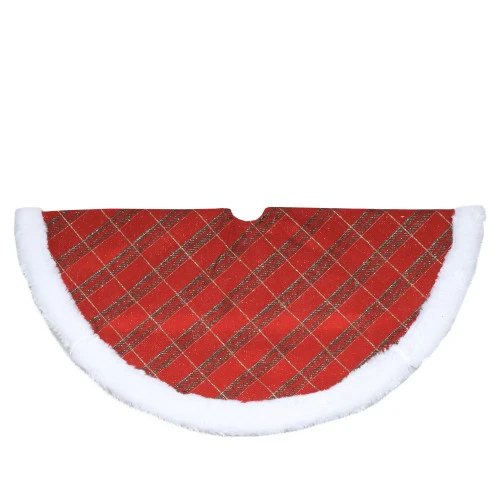 Northlight 20" Red And Gold Plaid Glittered Mini Christmas Tree Skirt 3 Northlight 20" Red And Gold Plaid Glittered Mini Christmas Tree Skirt