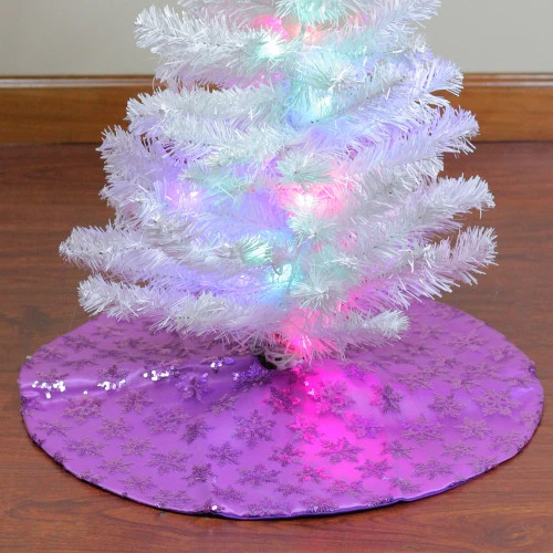 Northlight 20" Purple Sequin Snowflake Mini Christmas Tree Skirt 4 Northlight 20" Purple Sequin Snowflake Mini Christmas Tree Skirt - Image 2