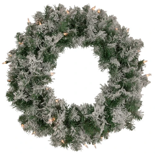 Northlight Pre-Lit Flocked Victoria Pine Artificial Christmas Wreath - 24-Inch, Clear Lights 3 Northlight Pre-Lit Flocked Victoria Pine Artificial Christmas Wreath - 24-Inch, Clear Lights