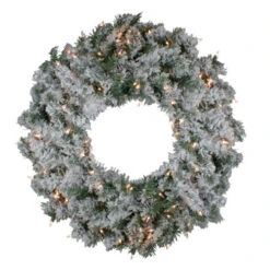 Northlight Pre-Lit Flocked Victoria Pine Artificial Christmas Wreath - 30-Inch, Clear Lights