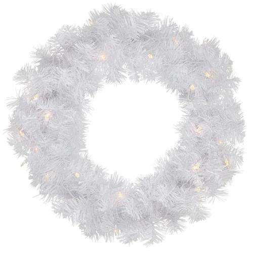 Northlight Pre-Lit White Pine Artificial Christmas Wreath - 24-Inch, Clear Lights 3 Northlight Pre-Lit White Pine Artificial Christmas Wreath - 24-Inch, Clear Lights