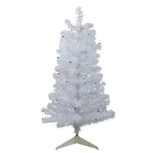 Northlight 3' Pre-Lit White Medium Pine Artificial Christmas Tree - Blue Lights 3 Northlight 3' Pre-Lit White Medium Pine Artificial Christmas Tree - Blue Lights