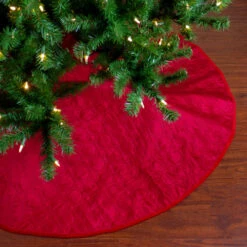 Northlight 48" Red Quilted Christmas Hexagon Tree Skirt With Velvety Trim -Northlight Shop northlight n02720 red 4 02470.1664901050