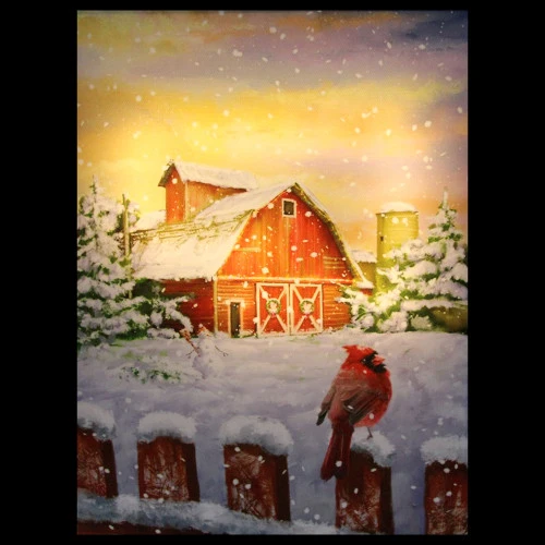 Northlight LED Back Lit Snowy Sunset Barn Scene Christmas Wall Art 15.75" X 12" 5 Northlight LED Back Lit Snowy Sunset Barn Scene Christmas Wall Art 15.75" X 12" - Image 3