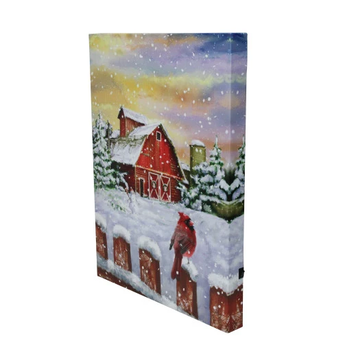 Northlight LED Back Lit Snowy Sunset Barn Scene Christmas Wall Art 15.75" X 12" 4 Northlight LED Back Lit Snowy Sunset Barn Scene Christmas Wall Art 15.75" X 12" - Image 2