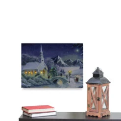 Northlight LED Fiber Optic Lighted Snow Covered Church Christmas Wall Art 15.75" X 12" -Northlight Shop northlight nj16539 fixed 85784.1588415648