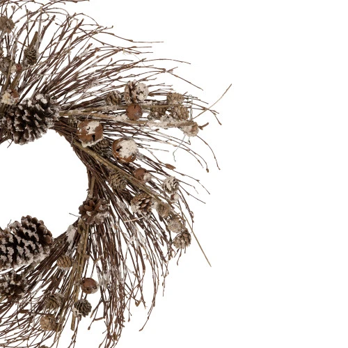 Northlight Iced Pine Cones And Bells Christmas Twig Wreath, 20-Inch, Unlit 5 Northlight Iced Pine Cones And Bells Christmas Twig Wreath, 20-Inch, Unlit - Image 3