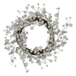 Northlight Silver And White Ball Ornaments Christmas Wreath, 20-Inch, Unlit