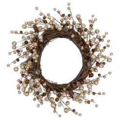 Northlight Burgundy And Silver Ball Christmas Ornament Twig Wreath, 20-Inch, Unlit